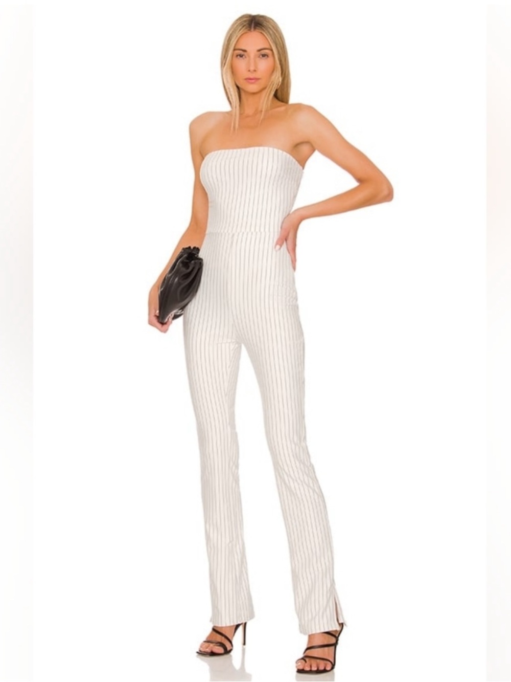 Superdown Strapless Cream pinstripe Jumpsuit